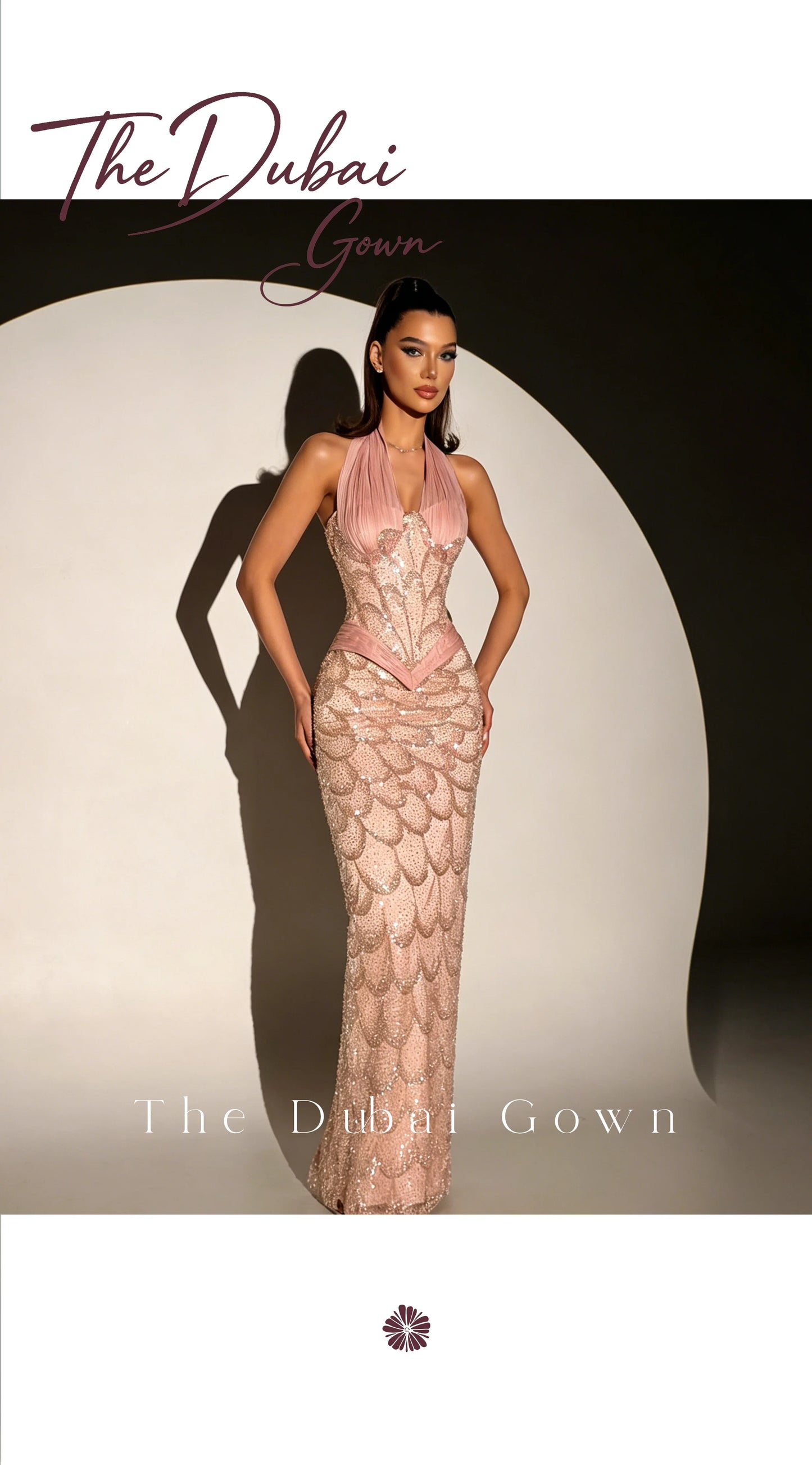 Elegant Pink Halter Neck Strapless Sleeveless Floor Length Mermaid Formal Gown Featuring Sequin and Bead Embellishments