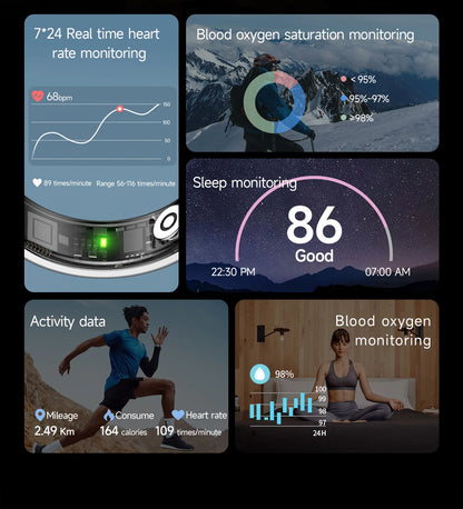 R10 Smart Ring with Charging Case for Men Women, Health and Sleep Monitor, 5ATM Waterproof, Multi-sport Mode, Smartring 2026 New