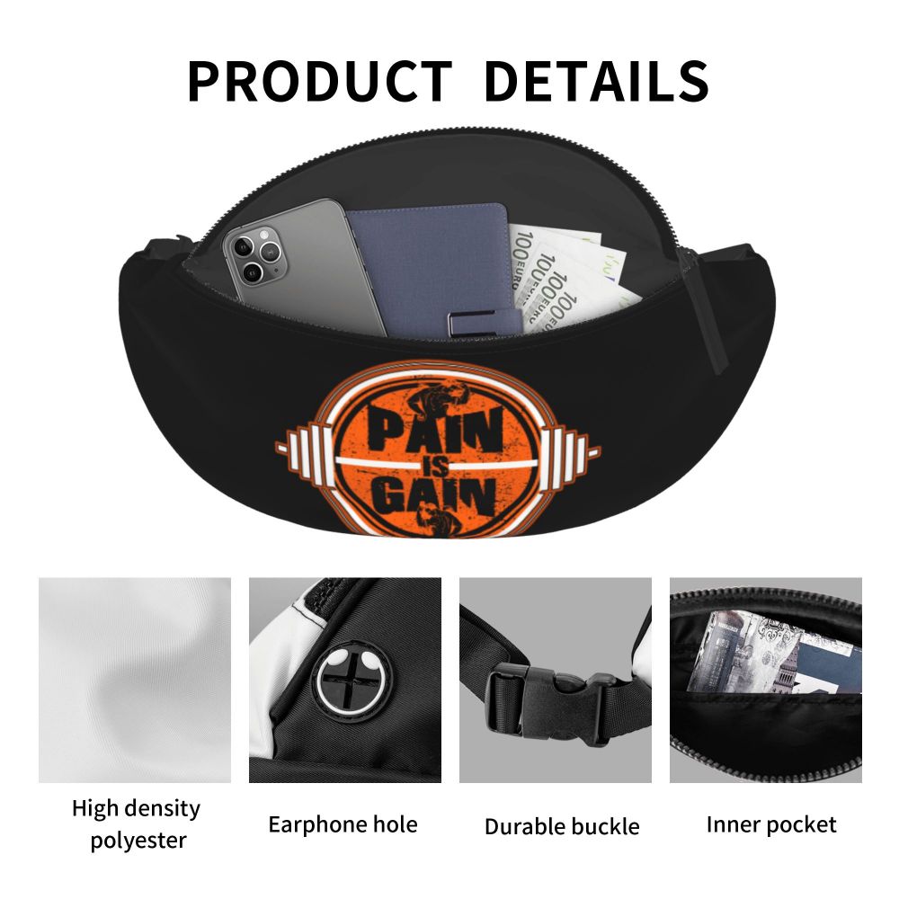 Powerhouse Gym Fanny Bag Custom Bodybuilders Fitness Crossbody Waist Pack Men Women Cycling Camping Phone Money Pouch
