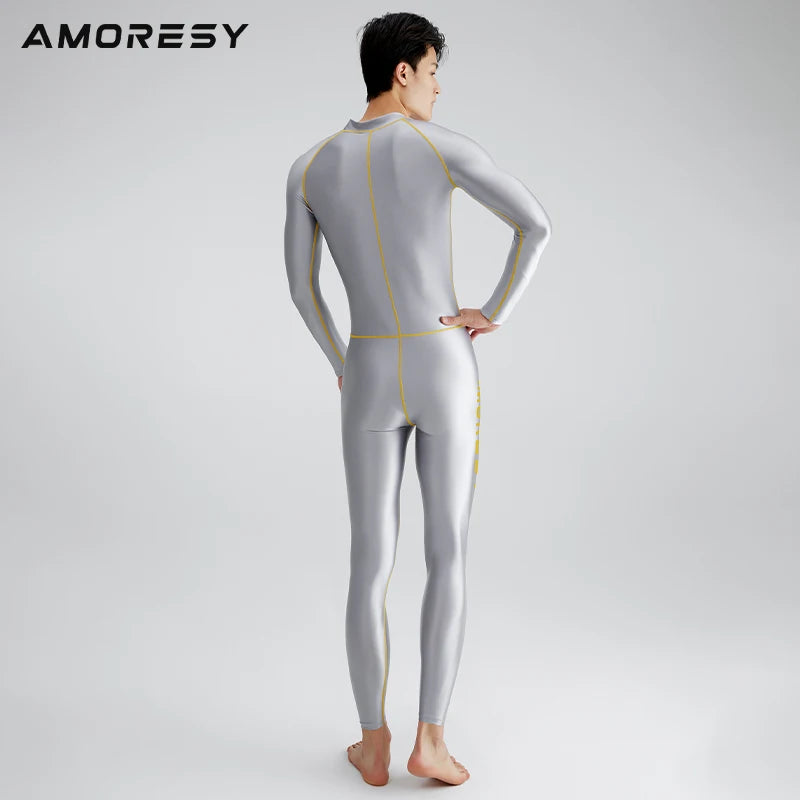 AMORESY Apollo Series Front Zipper Long Sleeve Sports Fitness Yoga Glossy Multi functional Bodysuit