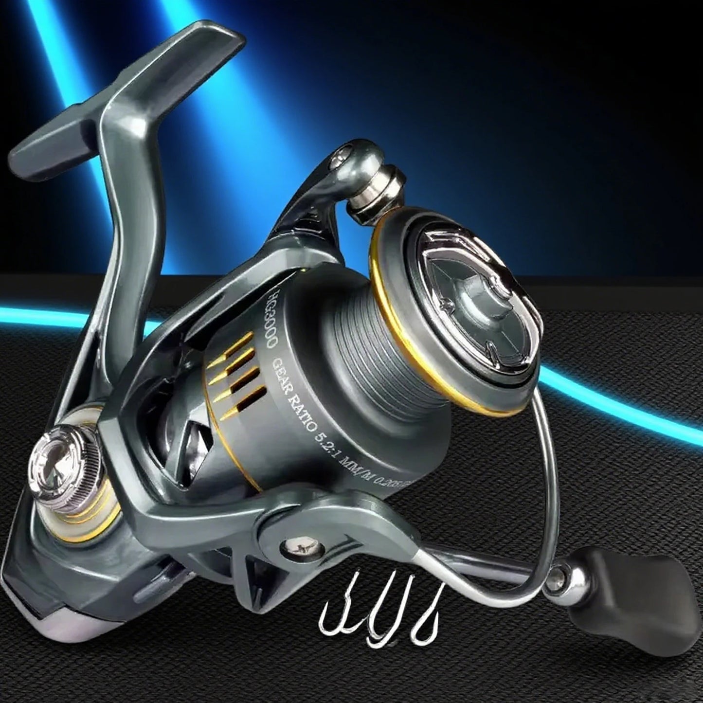 6000 Size Spinning Fishing Reel 5.2:1 Gear Ratio 28.66LB Max Drag Large Line Capacity Saltwater Freshwater Casting Reel