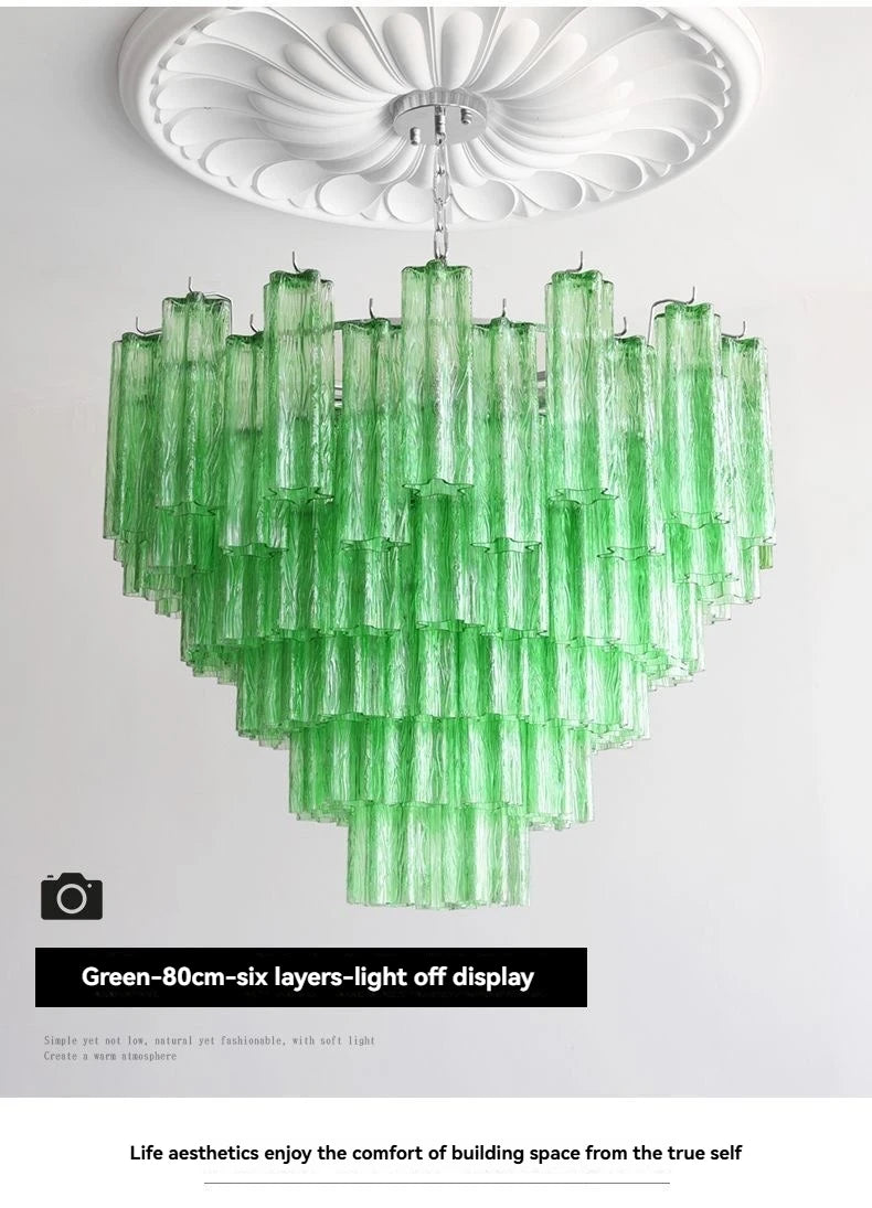 Designer Murano Ceiling Chandeliers Pink Colorful Glass LED Hanging Pendant Lights for Living Dining Room Bar Villa Art Lighting