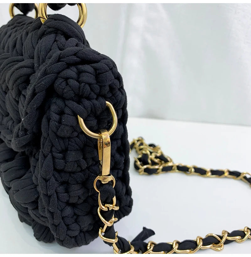 New Rope Woven Women Handbags Designer Knitting Chains Shoulder Crossbody Bag Casual Lady Hand Bags Small Flap Purses