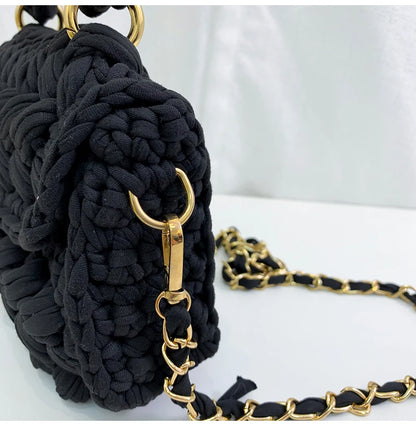 New Rope Woven Women Handbags Designer Knitting Chains Shoulder Crossbody Bag Casual Lady Hand Bags Small Flap Purses