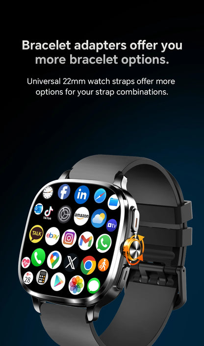 Global Version Smartwatch 2.4 inch Amoled Screen insert Sim Card GPS WIFI 190° Rotating Camera Game Android 13.0 Smart Watch