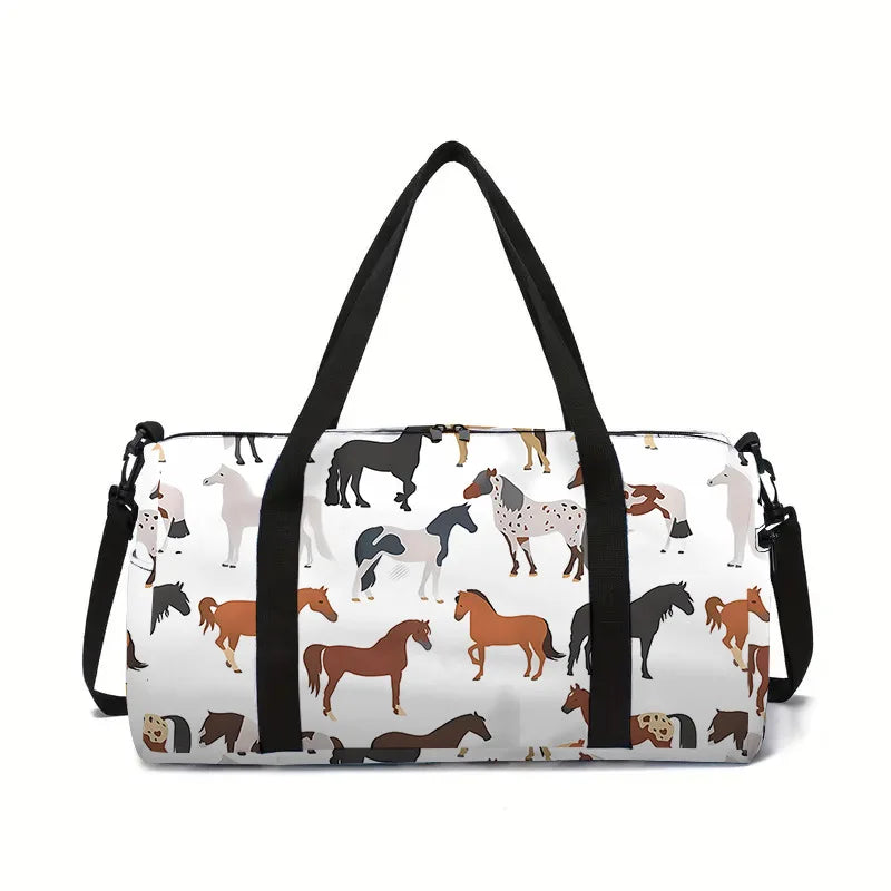 animal horse panda cat dog 3D Printed Large Capacity Travel Bags Barrel Shape Crossbody Bag Outdoor Sports Bags Gym Yoga Bag