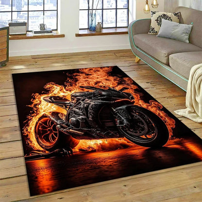 Motocross Modern retro Motorcycle Carpet Rug for Bedroom Living Room Home Sofa Decoration,Children Game Large Decor Floor Mat