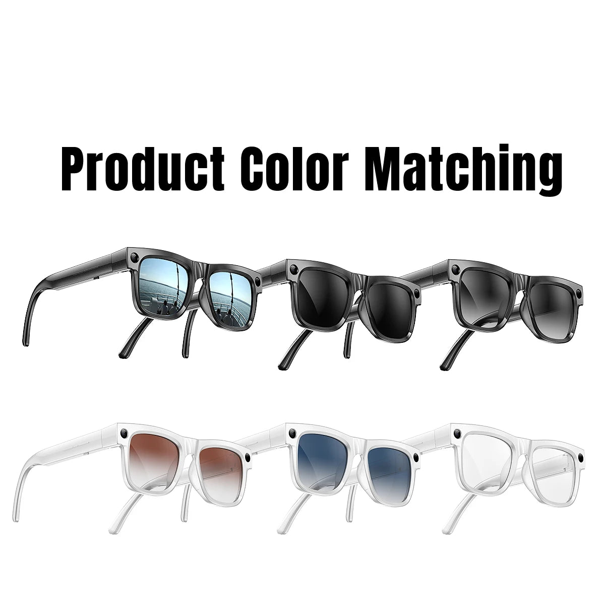 Smart Glasses 800W Pixel Camera Bluetooth IPX4 Waterproof Magnetic Charging Audio Glasses Video Voice Recorder Hands-Free Camera
