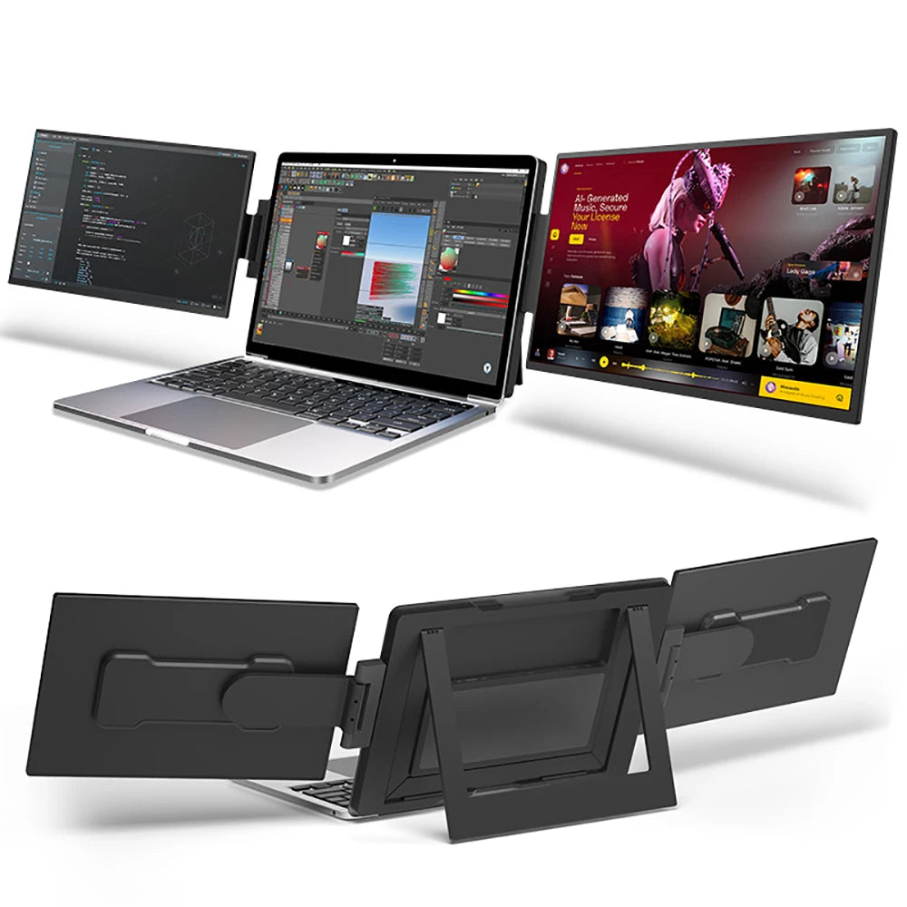 SIBOLAN 16" 2.5k Portable Dual Laptop Monitor 14" Optional 16:10 HDR 2560*1600P UHD Triple Folding Display for Laptop Windows