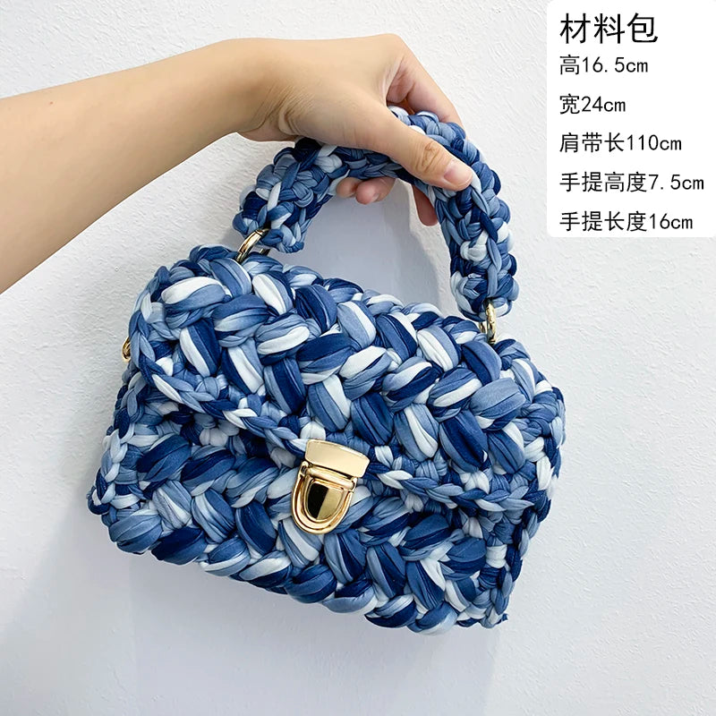 New Rope Woven Women Handbags Designer Knitting Chains Shoulder Crossbody Bag Casual Lady Hand Bags Small Flap Purses