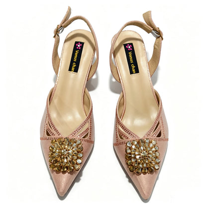 New Shoes and Bags Matching Set Nigerian Women Heel Party for Women green Colour Italian Design Wedding INS Design