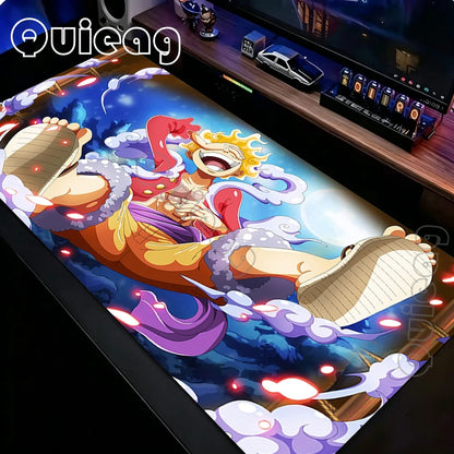 New One Piece Mouse Pad Oversized Computer Keyboard Pads Anime Office Luffy Gear 5 Mousepad E-sports Gaming Table Mat 900x400mm