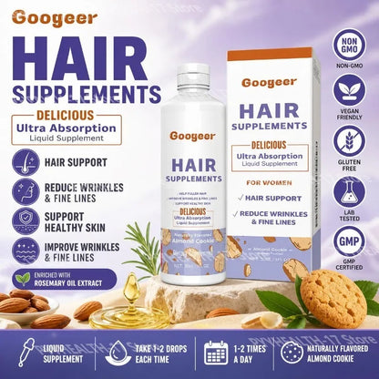 Hair Supplements Drops with Rosemary Oil Extract Ultra Absorption for Hair Support and Reduce Wrinkles & Fine Lines 30 ML