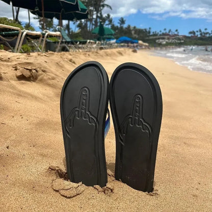 Hidden Middle Finger Slippers Figure with Legs Quick- Dry Flip Flops Parody Middle Finger Beach Summer Comfort Non Slip Sandal
