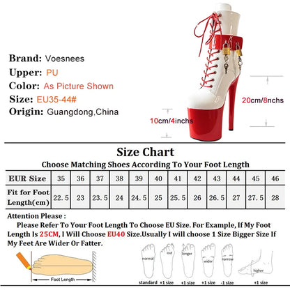 Women's Boots New Sexy Fetish Striptease Shoes T Show  Club Party Ankle Boots Thin High Heels Laces Belt Buckle Padlocks Boots