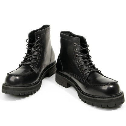 Vintage Work Boots Men's Winter High-top Leather Boots Men Mid-top Short Boots