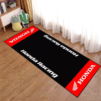 Racing Motorcycle Floor Mat, Non-Slip Dart Mat for Garage, Honda Style Motorcycle Show Carpet, Washable Anti-Slip Rug for Motocr