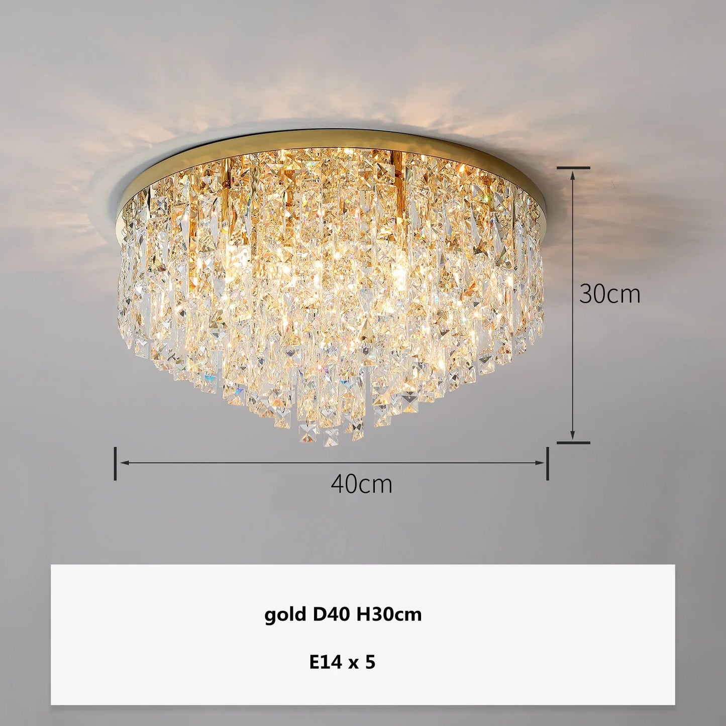 Modern Luxurious Crystal Ceiling Lamp Gold & Silver Color for Living Room Dining Room Bedroom - Elegant Lighting Fixture