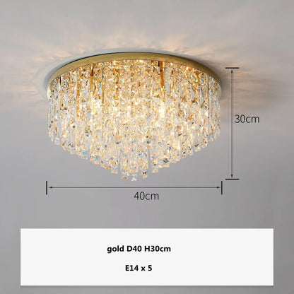 Modern Luxurious Crystal Ceiling Lamp Gold & Silver Color for Living Room Dining Room Bedroom - Elegant Lighting Fixture