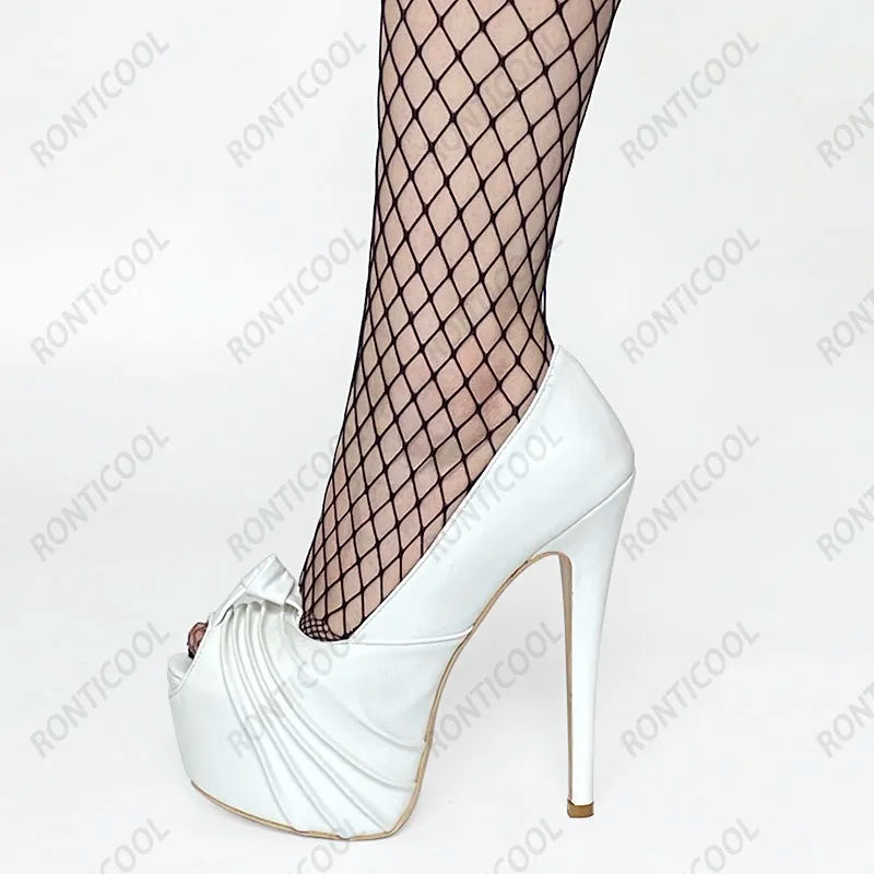 Ronticool New Fashion Women Platform Pumps Stiletto Heels Peep Toe Gorgeous Gold Party Shoes US Plus Size 5-20
