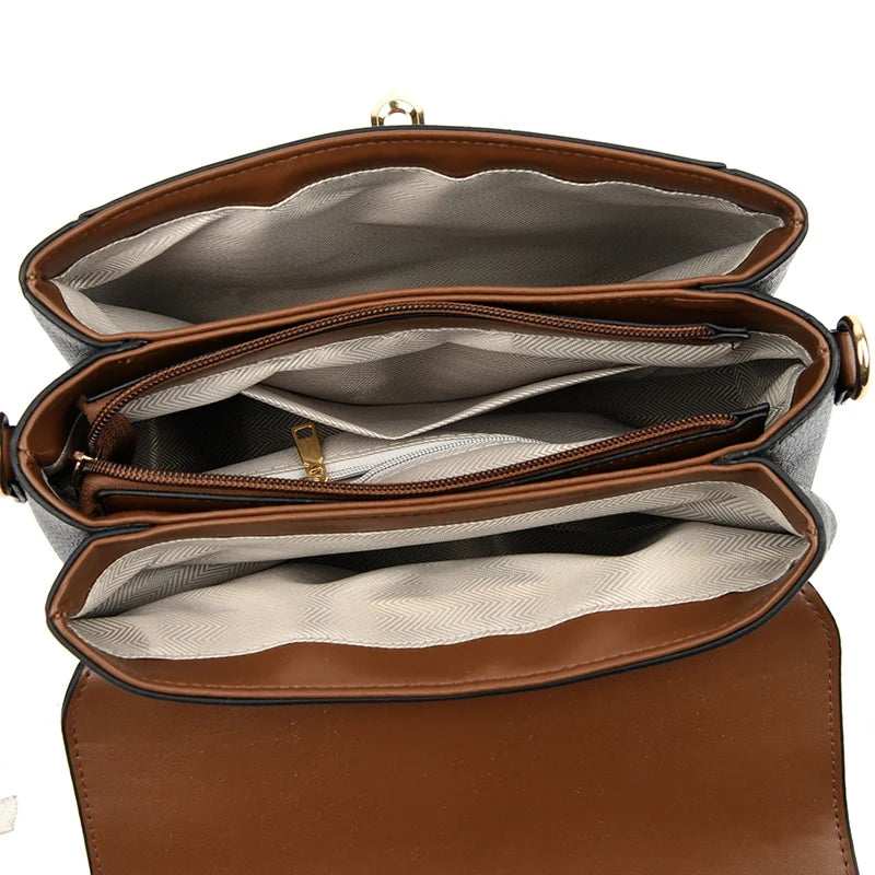 Luxury Large Capacity Multilayer Shoulder Messenger Bag High Quality Leather Handbag Women Designer Crossbody Sac Female Tote