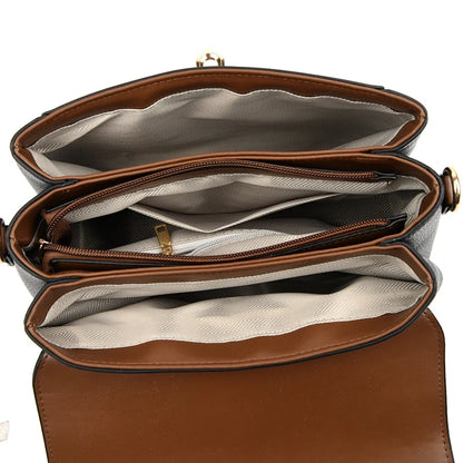 Luxury Large Capacity Multilayer Shoulder Messenger Bag High Quality Leather Handbag Women Designer Crossbody Sac Female Tote