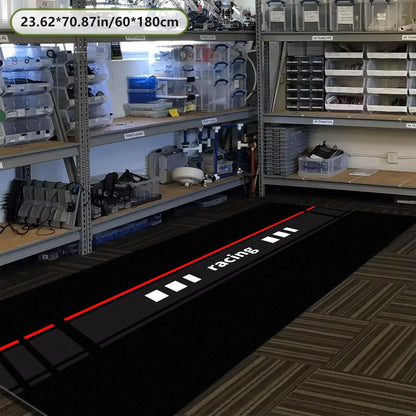 VIKAMA Red Stripe Racing Pit Mat Waterproof Anti Slip Wear Resistant Rug For Garage Motorcycle Maintenance Parking Carpet