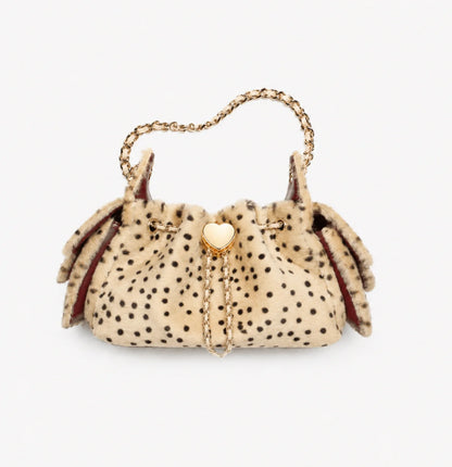 Fashion Leopart Dot Faux Fur Buckets Bag Designer Drawsting Chains Small Tote Bag Luxury Plush Shoulder Crossbody Bags 2026