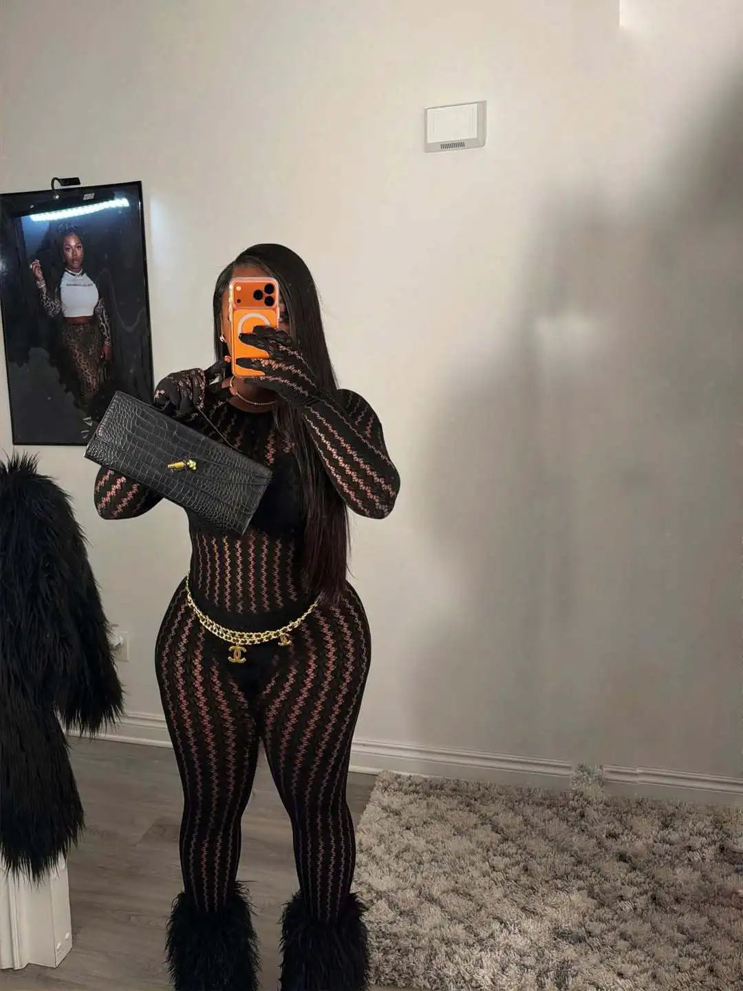 Y2K Sexy See Through Jumpsuit Woman Night Rave Club Party Striped Mesh Romper One Pieces Skinny Stretchy Bodycon Catsuit Clothes