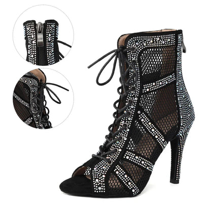 Girls Latin Dance Shoes Women Modern Dance Salsa High-Top Sandals Dance Hall Shoes Ladies Fashion Sexy High-Heeled Suede Boots