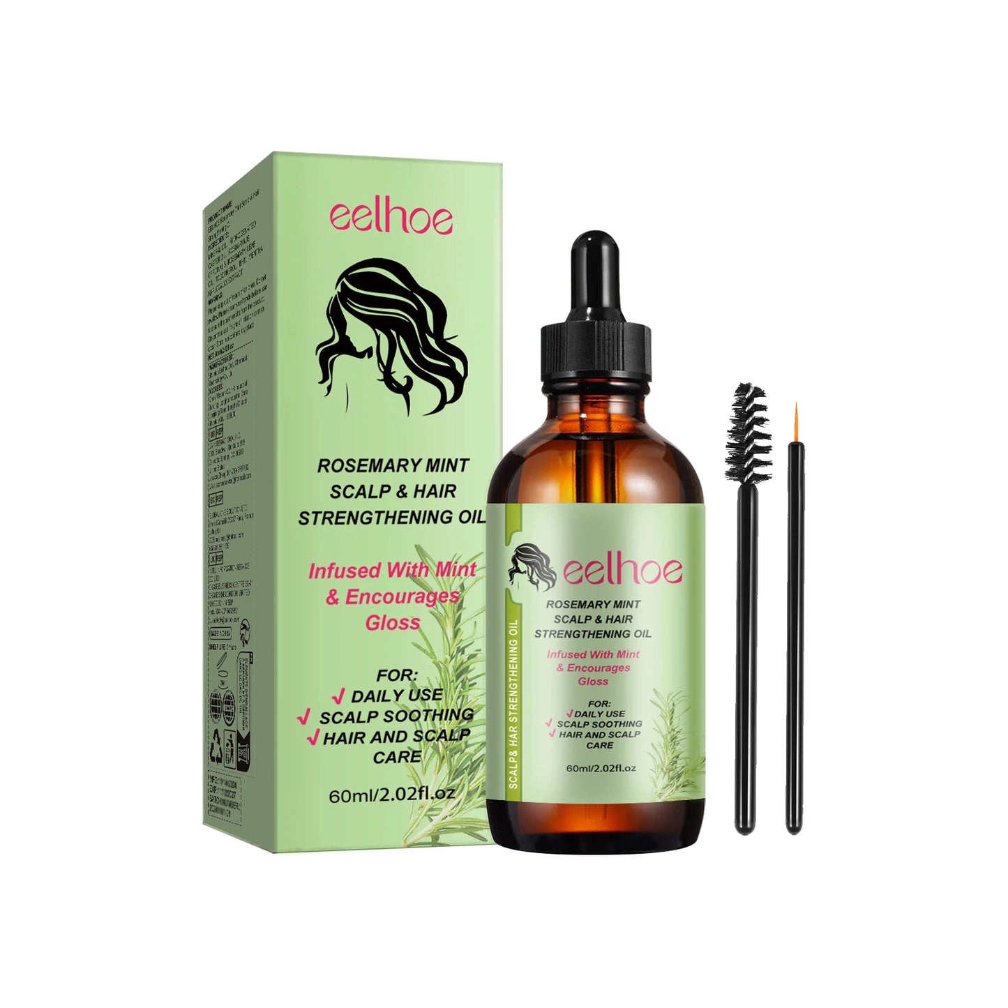 EELHOE Rosemary Hair Care Essential Oil - Reduces Frizz, Enhances Shine, Mint-Infused, Nourishing Care for Women and Men 1set