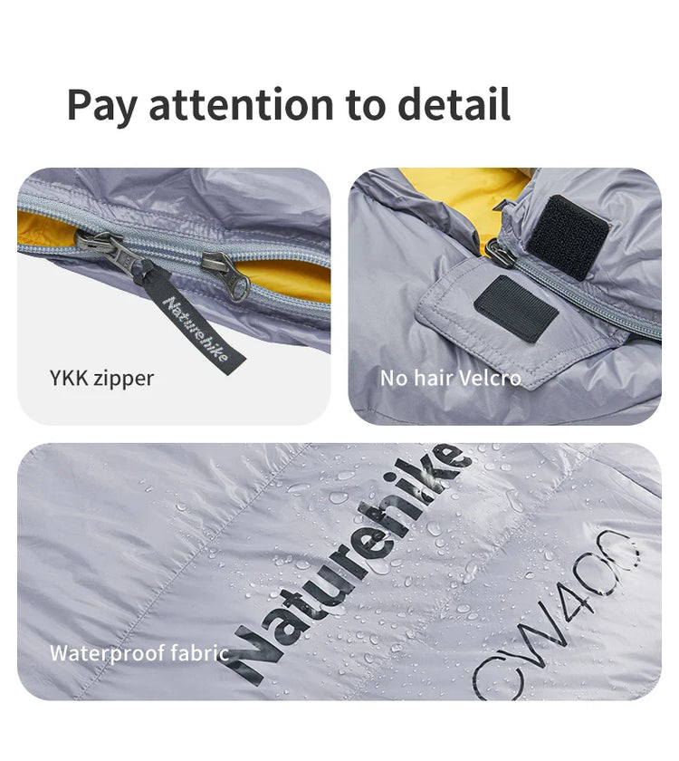 Naturehike CW400 CW700 Sleeping Bag Lightweight Duck Down Winter Thick Warm Ultralight Outdoor Hiking Camping Travel Equipment