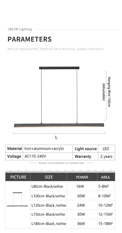 Dining Room Chandelier Dining Table Lighting Kitchen Bar Light LED Linear Lamp Restaurant Pendant Lights Modern Brief Droplight