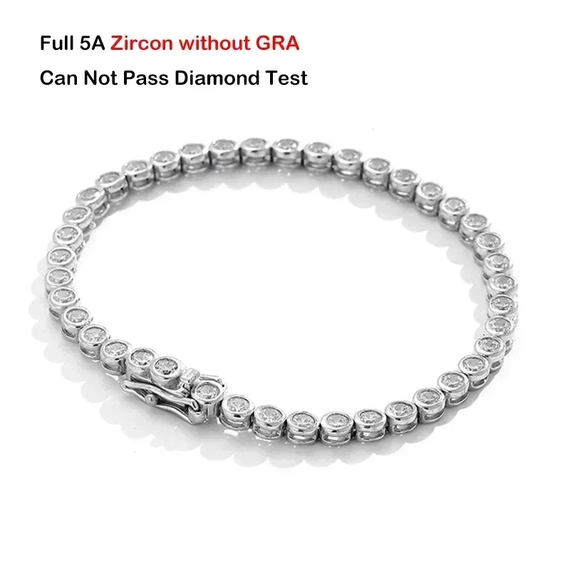 EWYA Sparkling Real Bubble 2/3mm D Color Full Moissanite Tennis Necklace for Women S925 Silver All Diamond Neck Chain Necklaces
