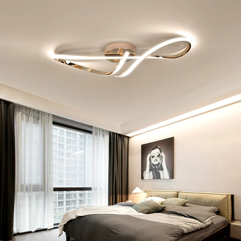 Modern Ceiling Chandelier Gold/Chrome Led Ceiling Lights For Living Bedroom Dimmable Kitchen Dining Room ceiling lamp lustre