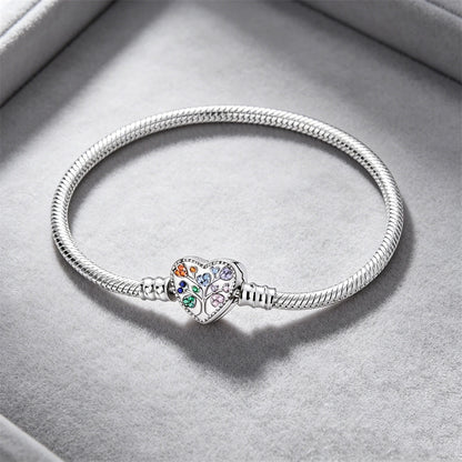 2026 Hot Selling 925 Silver Heart Shaped Buckle Snake Chain Sparkling Zircon Original Bracelet Women Fashionable Luxury Jewelry