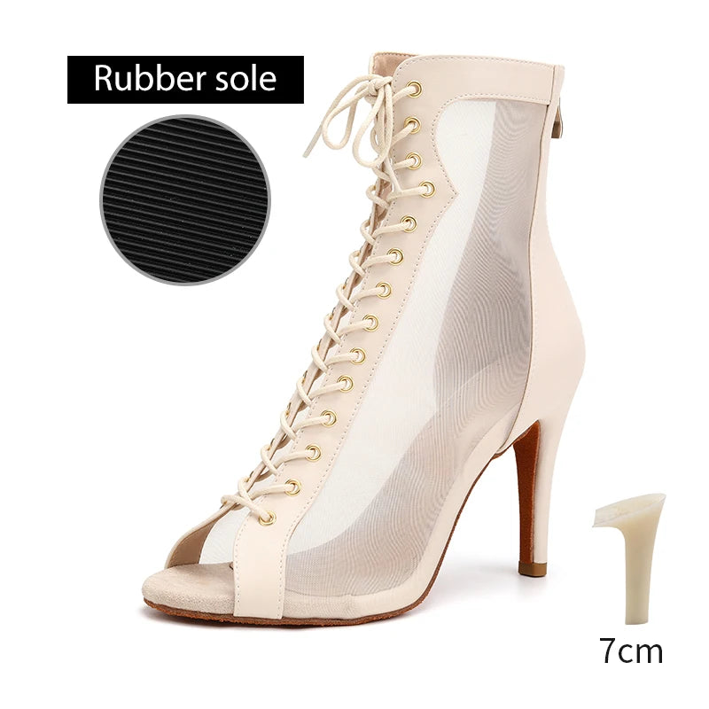 DKZSYIM Women Latin Dance Boots Ballroom Dancing Shoes Ladies Girls Jazz Tango Dance Shoes Customizable Heel 7cm-11cm