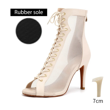 DKZSYIM Women Latin Dance Boots Ballroom Dancing Shoes Ladies Girls Jazz Tango Dance Shoes Customizable Heel 7cm-11cm