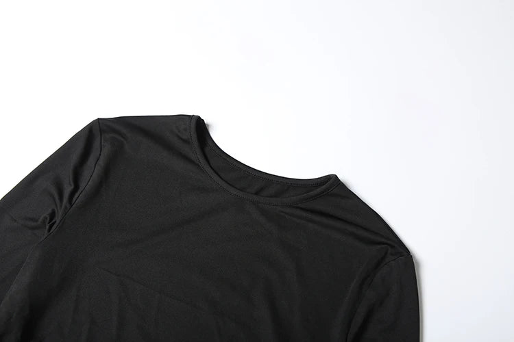 Weird Puss Chic Turtleneck T-Shirt 2-Piece Set Women Classic New Trend Long Gloves+Short Sleeve Crop Tees Fashion Streetwear