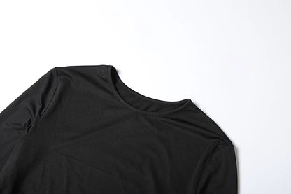 Weird Puss Chic Turtleneck T-Shirt 2-Piece Set Women Classic New Trend Long Gloves+Short Sleeve Crop Tees Fashion Streetwear