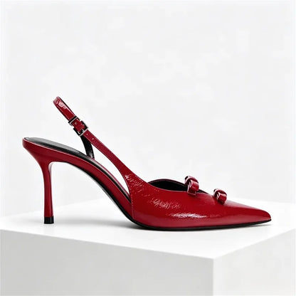 Women's Sandals Luxury Brand Designer Pointed Toe High Heel Sandals Women Sexy Red Elegant Bow Party Dress Shoes Women's Shoes