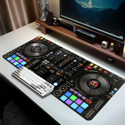 Mousepad DJ Controller Turntable Print Anti Slip Rubber Desk Mat Stitched Edge Keyboard Pad For PC Laptop Gamers Table Decor
