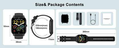Jxrev Smart Watch, 1.85" Sports Watch for IP68 Waterproof, 110+ Sport Modes, Fitness Activity Tracker, Ultra Thin Watch.