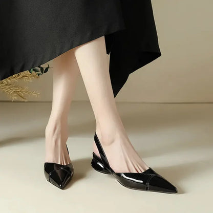 Sexy Pointed Toe Women Sandals Dress Heels Shoes Slingback Luxury Chunky Slippers 2024 Summer Flip Flops Pumps New Mujer Slides