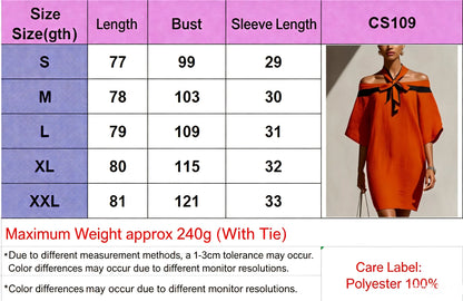 Elegant Temperament Women's Color Blocked Off Shoulder One Shoulder Summer Bow Collar Decorated With Bat Sleeves Mini Dress New
