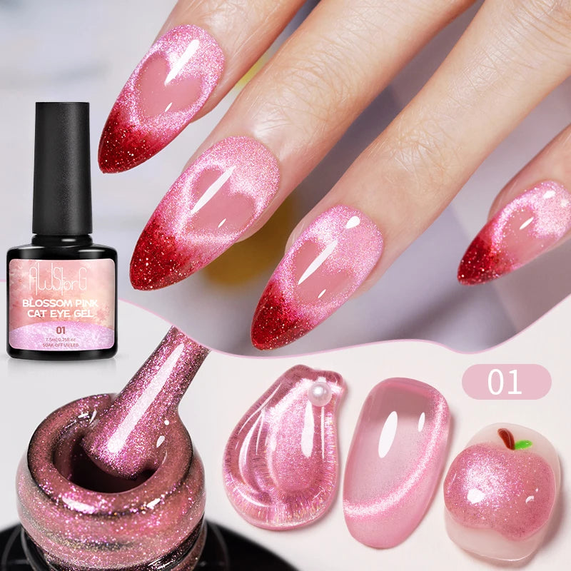 AWStorG 7.5ml Starlit Chameleon Cat Magnetic Gel Nail Polish Double Colors Semi Permanent UV Gel Varnish Need Black Base