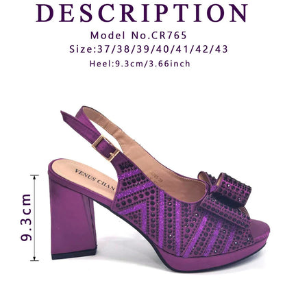Mature Sweet 2024 Super Heels Peep Toe Ladies Slipper Shoes with Bag Set in Blue Color For Nigerian Women Wedding Party
