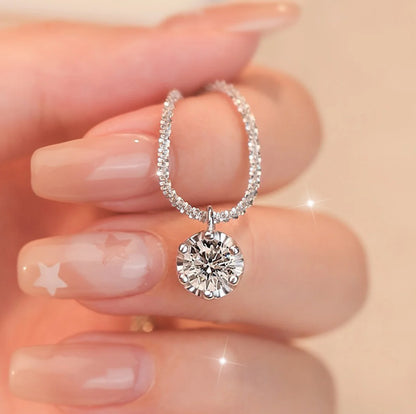 Moissanite Necklaces for Women 925 Sterling Silver Sparkling Cauliflower Chain with 2CT Diamond Pendant Dainty Jewelry Gift