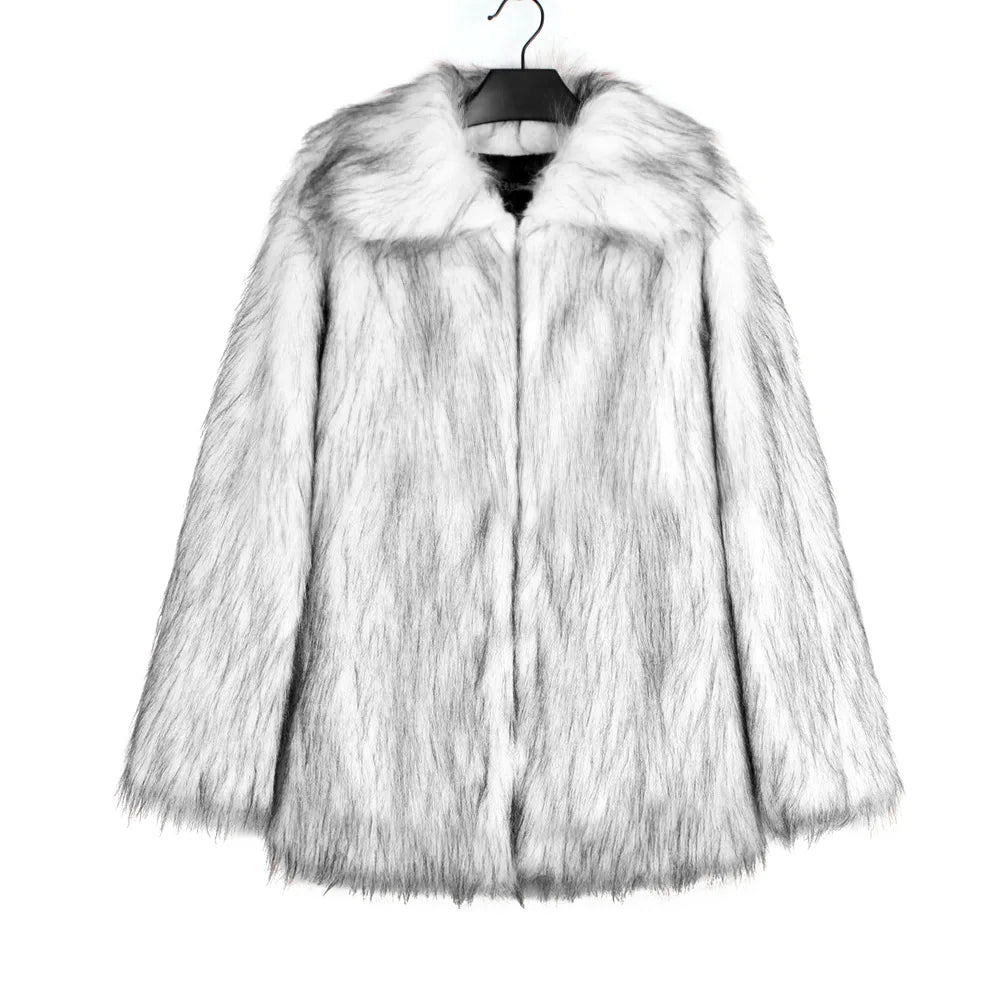 2026 Autumn Winter Brown Faux Fur Coat Women Casual Turndown collar Fluffy Plush Jacket Long Sleeve Thick Fake Fur Warm Cardigan