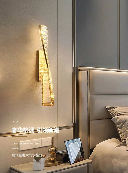 Luxury Crystal Gold Metal Wall Lamp Modern Creative Irregular LED Wall Light Villa Hotel Corridor Bedside Decor Lighting Fixture